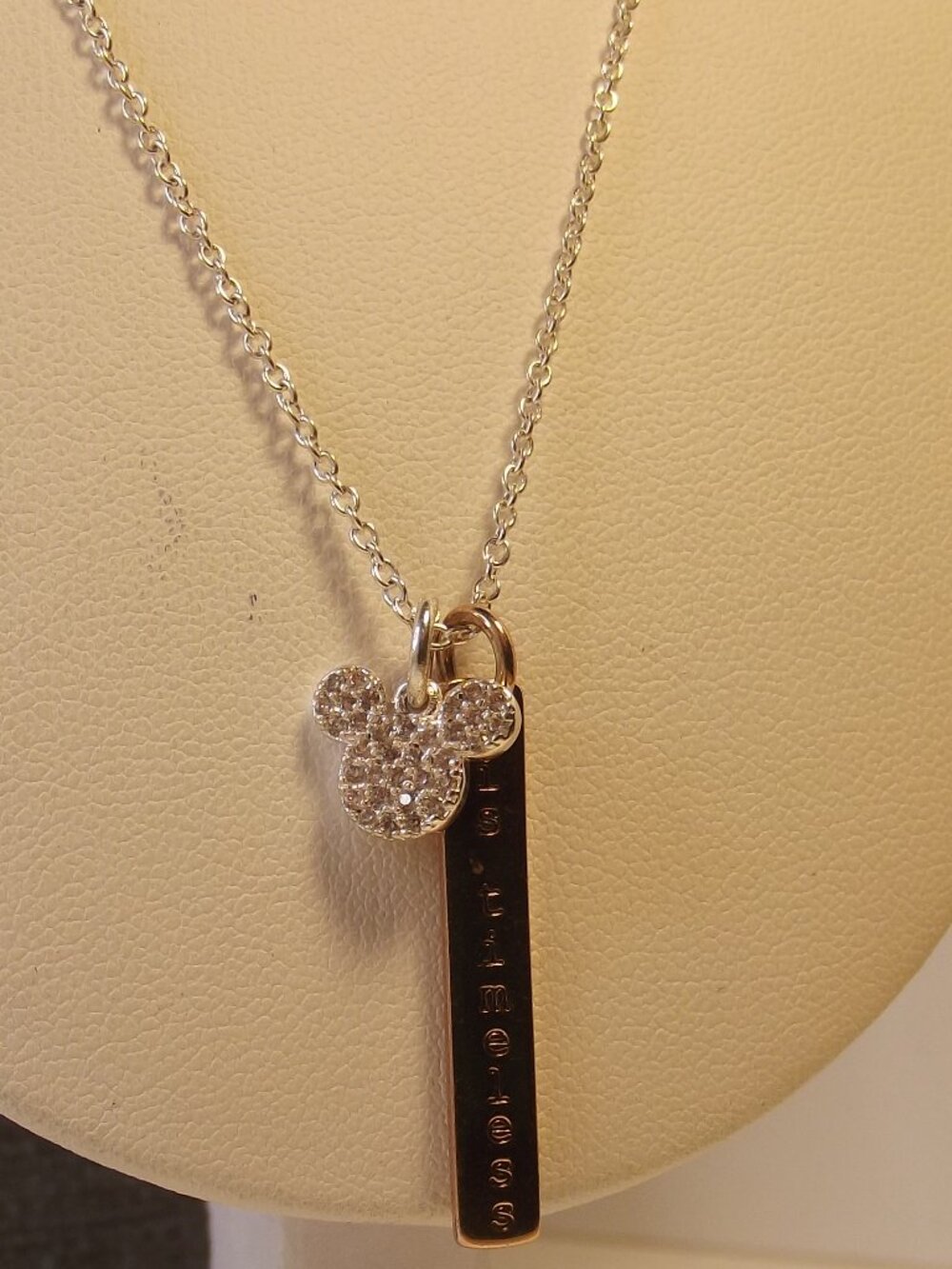 Walt Disney Mickey Mouse Silver & Gold Necklace with Crystals "Timeless"